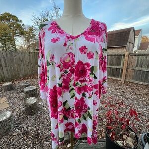 Laurie Felt Pink Floral Modal Knit Top